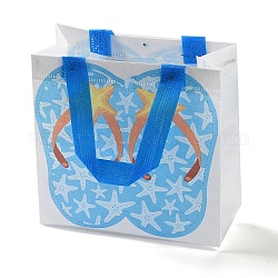 Летние пляжные шлепанцы с принтом, многоразовые складные подарочные пакеты из нетканого материала с ручкой, портативная водонепроницаемая сумка для покупок для упаковки подарков, прямоугольные, глубокое синее небо, 9x19.8x20.5 см, fold: 24.8x19.8x0.1cm