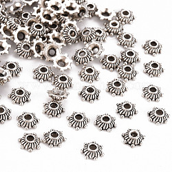 Tibetischen Stil Zink-Legierung Perlenkappen, cadmiumfrei und bleifrei, Antik Silber Farbe, 5x2 mm, Bohrung: 1 mm, ca. 10000 Stk. / 1000 g
