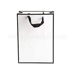 Sacs en papier rectangle, avec poignées, pour sacs-cadeaux et sacs à provisions, blanc, 20x10x0.6x28 cm