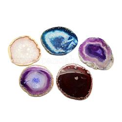 Druzy Natural Brazilian Agate Slice Display Decorations, Dyed, Mixed Color, 64~105x60~100x5~6mm