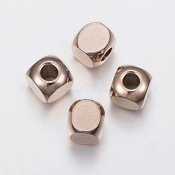 Placcatura ionica (ip) 304 perline in acciaio inossidabile, cubo, oro roso, 6x6x6mm, Foro: 3 mm