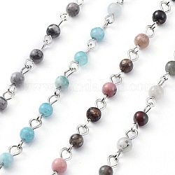Handgefertigten Edelstein Perlenketten, ungeschweißte, mit eisernem Augenstift, Platin Farbe, 12x4 mm, 39.37 Zoll (1 cm)/Strang