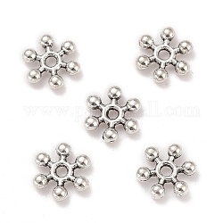 Séparateurs perles en alliage de style tibétain, flocon de neige, sans plomb et sans nickel, argent antique, 7.5x2mm, Trou: 1.2mm, environ 1578 pcs/300 g