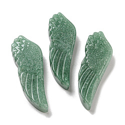 Pendentifs en aventurine vert naturel, breloques d'ailes sculptées, 56~59x19~22x7~10.5mm, Trou: 1.3mm