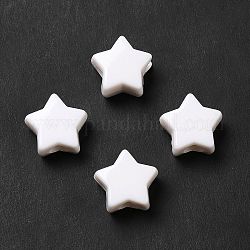 Abalorios acrílicos opacos, estrella, blanco, 12x12.5x7mm, agujero: 3.6 mm, aproximamente 920 unidades / 500 g