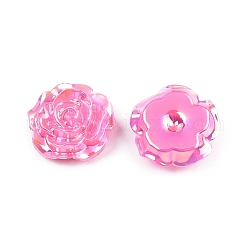 Undurchsichtige ABS-Kunststoff-Cabochons, Blume, neon rosa , 19.5x7.5 mm
