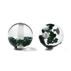 Des perles de résine transparentes, ronde, vert foncé, 12x11.5mm, Trou: 1.6~1.8mm