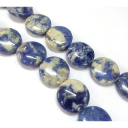 Natürliche flache runde Sodalith Perlen Stränge, 20x7~9 mm, Bohrung: 1 mm, ca. 20 Stk. / Strang, 15.74 Zoll