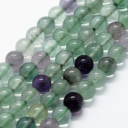 Chapelets de perles en fluorite naturel, ronde, 10mm, Trou: 1mm, Environ 37 pcs/chapelet, 14.76 pouce (37.5 cm)