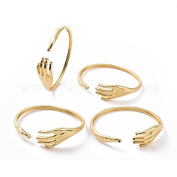 Bracciale rigido aperto con palmo della mano in zirconia cubica, gioielli in ottone dorato per le donne, colore misto, diametro interno: 2-1/2 pollice (6.3 cm)