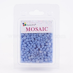 Mosaicos de vidrio cabujones, Para manualidades, imitación de jade, cuadrado, azul aciano, 4.8x4.8x3.5 mm, aproximamente 200 g / caja