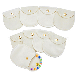 Bolsas de joyería de terciopelo con solapa, bolsa tipo sobre con botón a presión para pendientes, esposas, embalaje de collares, semicírculo, cornsilk, 8.3x7.7 cm