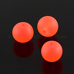 Transparente Glasperlen stränge, matt, Runde, orange rot, 12 mm, Bohrung: 1.3~1.6 mm, ca. 70 Stk. / Strang, 31.4 Zoll