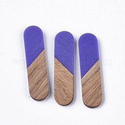 Cabujones de resina y madera de nogal, oval, color de malva, 45x11x3~4mm