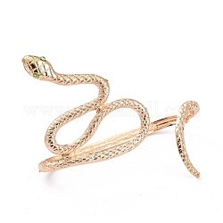 Alloy Snake Open Palm Cuff Bangles, with Plastic, Green, Light Gold,  Inner Diameter: 1x2-7/8 inch(2.6x7.3cm)