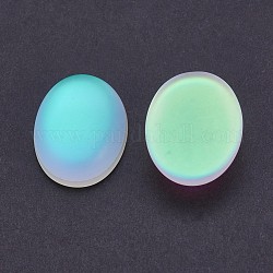 Cabochons en verre, mat, ovale, vert pale, 30x22x8~8.5mm