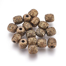 Perles de style tibétain, Perles d'alliage de zinc, sans plomb & sans nickel & sans cadmium , baril, couleur de bronze antique, 6 mm de diamètre, Longueur 6mm, Trou: 1.6mm