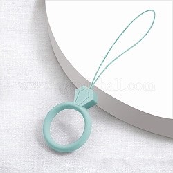 Anelli per cellulare in silicone, cordini pendenti corti ad anello per dito, turchese pallido, 7.5cm, Anello: 30 mm
