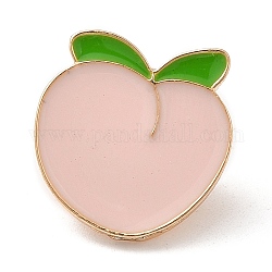 Fruit Theme Enamel Pins, Light Gold Alloy Badge for Backpack Clothes, Peach, 18x17.5x2mm