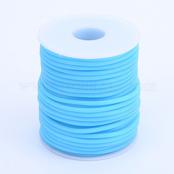 Hollow Pipe PVC Tubular Synthetic Rubber Cord, Wrapped Around White Plastic Spool, Deep Sky Blue, 3mm, Hole: 1.5mm, about 27.34 yards(25m)/roll