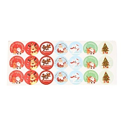 Sealing Stickers, Label Paster Picture Stickers, Christmas Theme, Flat Round, Mixed Color, 31.5x13.2x0.05cm, 21pcs/sheet