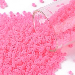 Cuentas de semillas redondas toho, Abalorios de la semilla japonés, esmerilado, (910f) mate perla de ceilán rosa fuerte, 11/0, 2.2mm, agujero: 0.8 mm, aproximamente 1110 unidades / 10 g