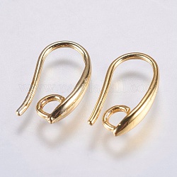 Ganci di orecchini in ottone, con anello orizzontale, placcato di lunga durata, piombo & cadimo libero, oro, 15x8x2.5mm, Foro: 2.5 mm, 18 gauge, ago :1mm