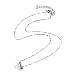 Collana pendente con perle di conchiglia naturale, con 304 catena portacavi in ​​acciaio inossidabile, colore acciaio inossidabile, 17.01 pollice (43.2 cm)