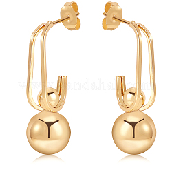 Серьги-гвоздики с круглыми шариками из титановой стали для женщин, золотые, 30x10x10 мм, штифты : 0.8 мм