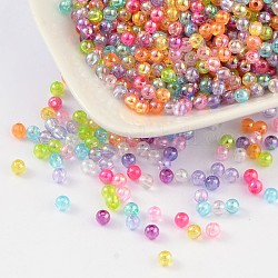 Perle acriliche trasparenti ecologiche, tondo, ab colore, colore misto, 4mm, foro: circa 1.2 mm; circa 17000 pezzi/500 g.