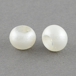 Perline di vetro verniciatura a spruzzo, perline con foro grande, rondelle, bianco, 8~9x5.5mm, Foro: 3~3.5 mm