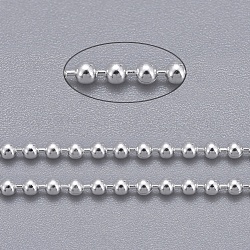 Messing-Kugelketten, langlebig plattiert, gelötet, mit Spule, cadmiumfrei und bleifrei, Silber, 1.5 mm, ca. 32.8 Fuß (10m)/Rolle