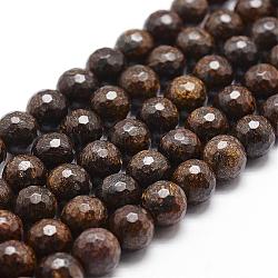 Natural Bronzite Beads Strands, Faceted, Round, 6mm, Hole: 1mm, about 61pcs/strand, 14.9 inch~15.1 inch