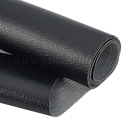 Tissu simili cuir pvc, accessoires de vêtement, noir, 90~94x0.04 cm, environ 140cm/feuille