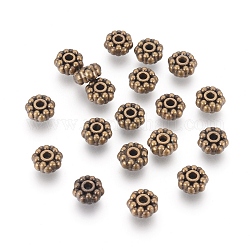 Tibetan Style Alloy Spacer Beads, Cadmium Free & Nickel Free & Lead Free, Flower, Antique Bronze, 8x4mm, Hole:2mm