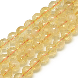 Chapelets de perles de citrine naturelle, ronde, 6x6mm, Trou: 1mm, Environ 62 pcs/chapelet, 15.5 pouce
