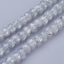 Crackle Glass Beads Strands, Round, Dark Gray, 4~5mm, Hole: 1.2mm, about 101pcs/strand, 14.3 inch(36.5cm)