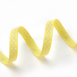 Ruban grosgrain à pois, jaune, trois points environ une ligne oblique, environ 3/8 pouce (10 mm) de large, 50yards / roll (45.72m / roll)