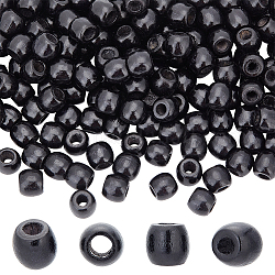 Olycraft 200 pièce de perles en bois noir de 12x11 mm à grand trou, perles en bois noir teint naturel, perles en bois, perles d'espacement en bois avec trou de 4.5~5 mm pour la fabrication de bijoux artisanaux DIY