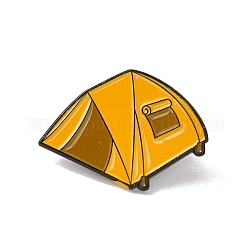 Emaille-Pin zum Thema Camping im Freien, Elektrophorese schwarz plattiertes Legierungsabzeichen für Rucksackkleidung, Camping-Muster, 22.5x31x1.5 mm