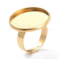Ионное покрытие (ip) регулируемое 304 компоненты кольца из нержавеющей стали, латунная фурнитура платформы для кольца, плоско-круглые, золотые, лоток : 20 мм, 4 мм, размер США 6 (16.5 мм)