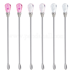UNICRAFTALE 6Pcs 3 Colors Sealing Wax Mixing Sticks 103mm Stainless Steel Sealing Stamp Stirring Rod Acrylic Crystal Head Wax Seal Stamp Sticks for Sealing Stamp Dissolve Wax