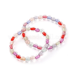 Ensemble de bracelets en perles acryliques transparents pour mère et enfants, colorées, diamètre intérieur: 1-3/4 pouce (4.4~5.2 cm), 2 pièces / kit