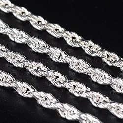 Iron Rope Chains, Unwelded, Silver Color Plated, with Spool, Link: about 3mm, Wire: 0.6mm thick, about 328.08 Feet(100m)/roll