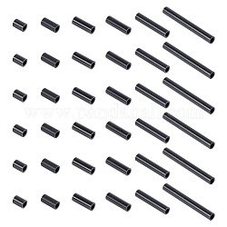 ARRICRAFT 36Pcs 6 Styles 304 Stainless Steel Tube Beads, Electrophoresis Black, 4~25x3mm, Hole: 2mm, 6pcs/style