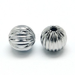 Perles ondulées en 304 acier inoxydable, ronde, 12mm, Trou: 2.5mm