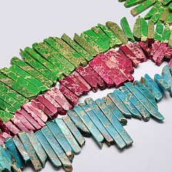 Natural Regalite/Imperial Jasper/Sea Sediment Jasper Graduated Beads Strands, Dyed, Mixed Color, 7~11x14~63x5mm, Hole: 1mm, about 15.7inch