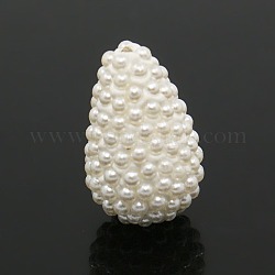 Perles de larme acrylique en pâte polymère, la moitié foré, beige, 16x11mm, Trou: 1mm