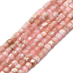 Chapelets de perles en rhodochrosite naturelle, facette, cube, 2x2x2mm, Trou: 0.6mm, Environ 182 pcs/chapelet, 15.16''~15.55'' (38.5~39.5 cm)
