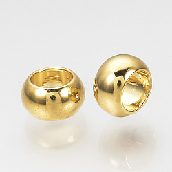 Brass Spacer Beads, Nickel Free, Real 18K Gold Plated, Rondelle, 6x3.5mm, Hole: 3.5~4mm